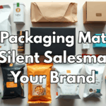 Flat lay of stylish, custom-designed product packaging for retail and food items.