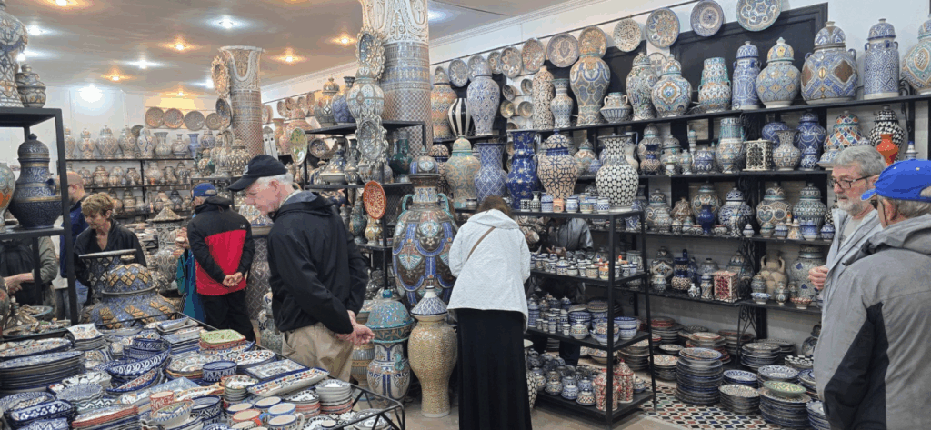 Foreigners shopping in Morocco