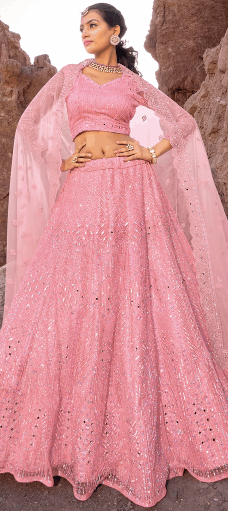 mirrow-work-lehenga